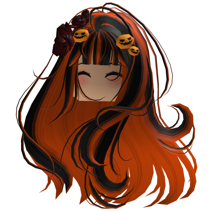 Orange Wavy Gothic Rose & Pumpkin Hair w/ Face