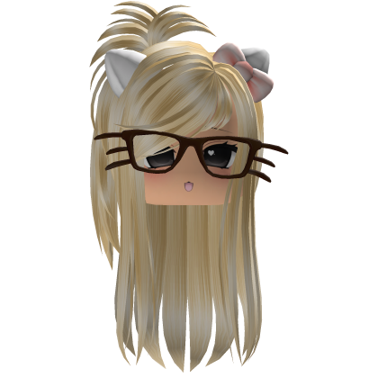 Cyan Cute Cat Girl Hair + Cat Glasses Roblox item