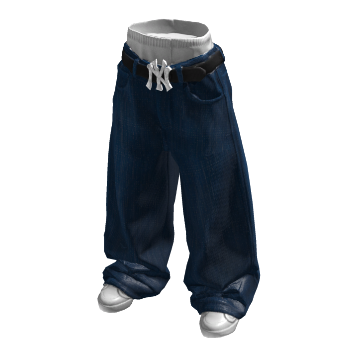 Baggy Dark Blue Belted Jeans