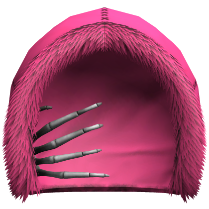 pink winter hood w/ skeleton hand Roblox item