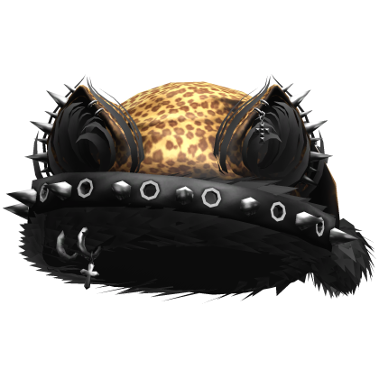 EMO Scene Cat Ear Studded Christmas Hat Cheetah