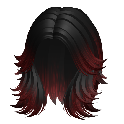 Black to Red Fluffy Layered Wolfcut thumbnail