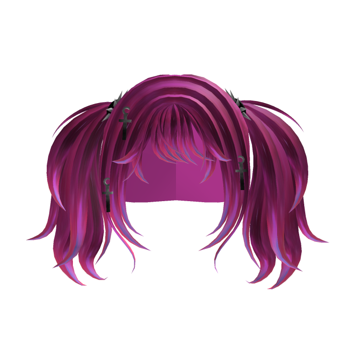 ♡ Dark Pink Y2K Hair with Crosses ☠️