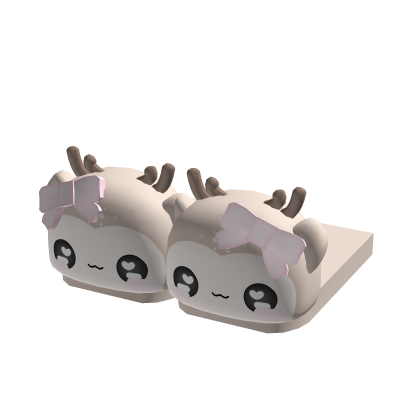 ♡ 1.0 cute pink winter fawn reindeer slippers