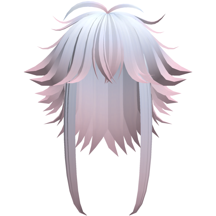 messy cute hair with tufts in blue to pink