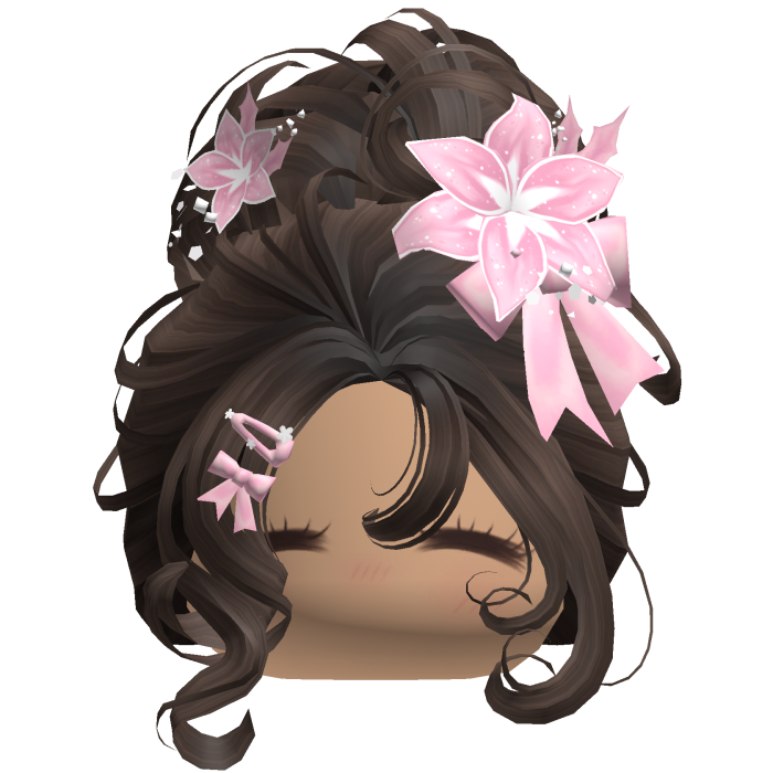 ♡ Christmas Flowery Bun Updo (Brown)