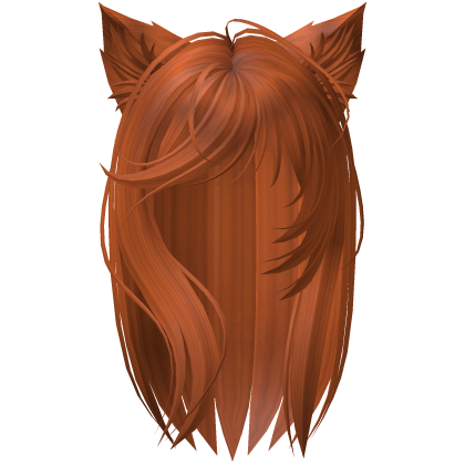 Messy Side Swept Bangs Cat Ears Hair in Ginger Roblox item