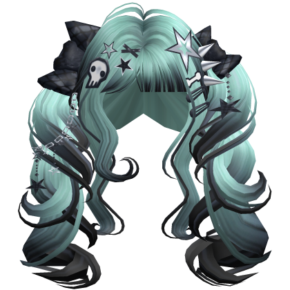 ♡ Scene Fluffy Gyaru Pigtails (Zombie Teal)