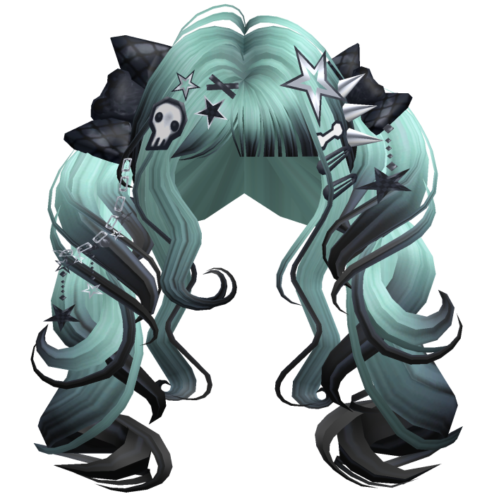 ♡ Scene Fluffy Gyaru Pigtails (Zombie Teal)