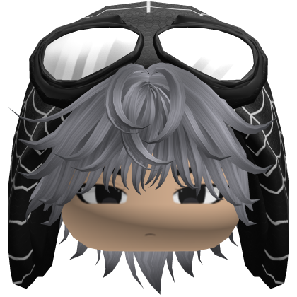 Spider Black Hood Boy Messy Grey Hair w/ Face Roblox item