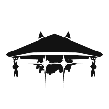 Cartoony Samurai Hat White with Glowing Eyes