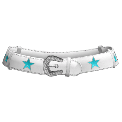 Star Y2K Mcbling White Low Belt In Cyan