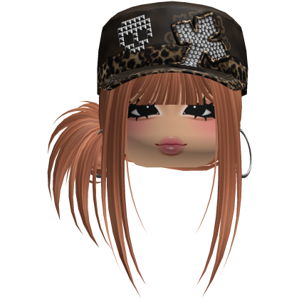 Gyaru Side Bun Hair w/ Cheetah Cap & Earrings