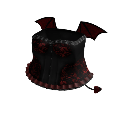 red gothic emo ruffled lace devil dress thumbnail