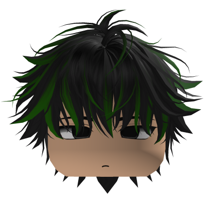 Cute Y2K emo black green hair