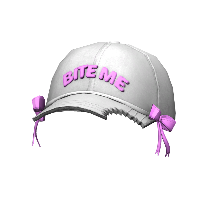 Trendy White/Pink "BITE ME" Cap with Bows