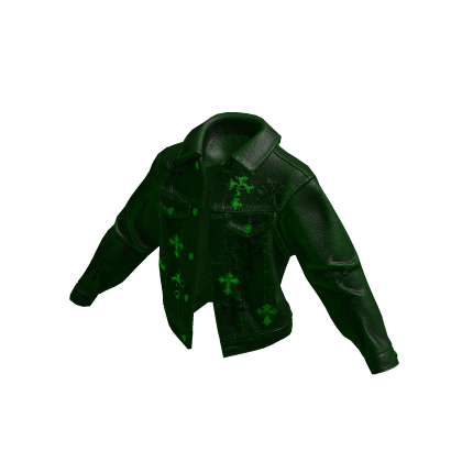 Green Cross Patch Leather Jacket