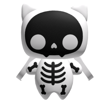 Skelly Cat Backpack in white and black  Roblox item