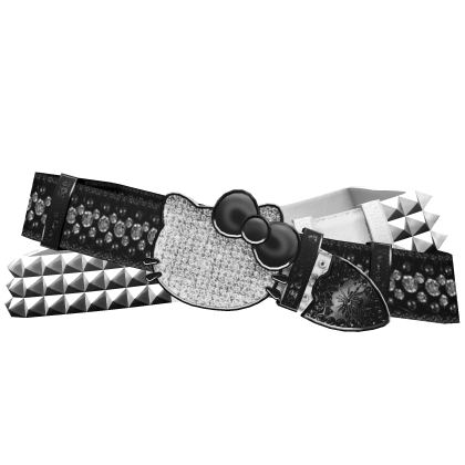 Y2K Studded Double Kitty Rhinestone Belt | Black/W