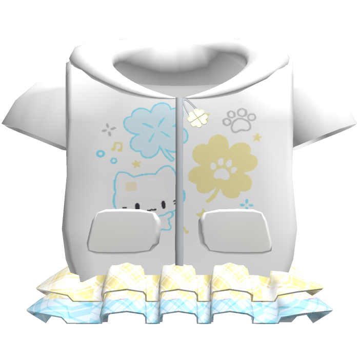 Cute White Hoodie With Yellow and Blue Skirt