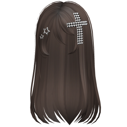 Emo Scene Long Hair w Cross Brown