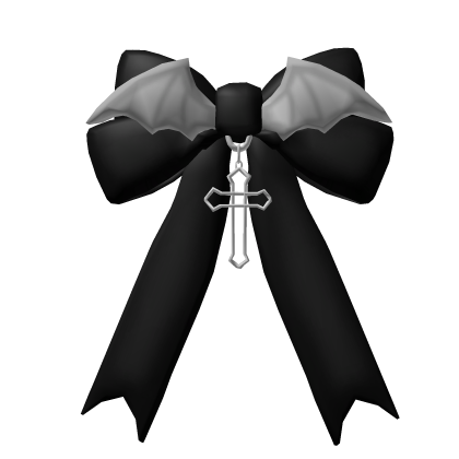 ♡ Big Hair Bow Cute Goth White & Black Ribbon Roblox item