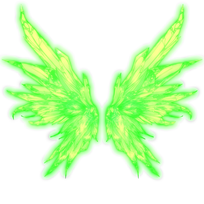 Glowing Cyber Angel Wings - Green (Emissive)