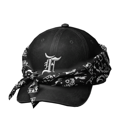 Cute cap with an emo Y2K bandana (Black)