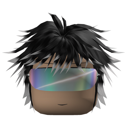 Spiky Anime Hair w/ Visor (Black/White)