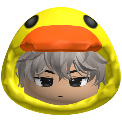 Messy Silver Hair w Duck Hood Roblox item
