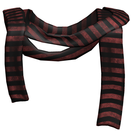 red messy long distressed striped scarf