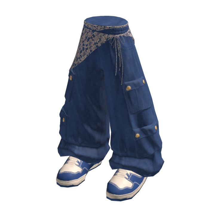 Vintage Lace Cargo Pants (Blue)