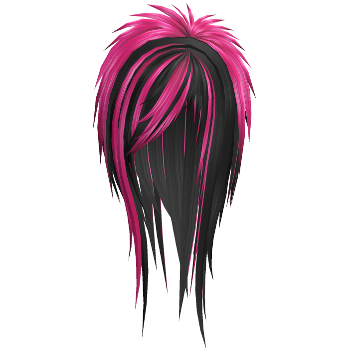 Black Choppy Emo Pink Gradient Dye Hair