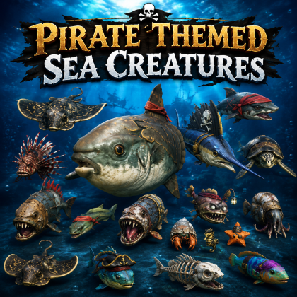 Pirate Theme Sea Creatures Made By Zelgraz preview 1