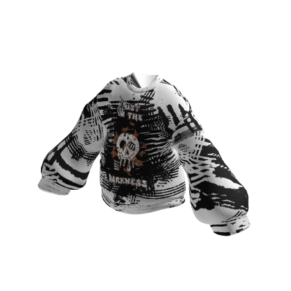 Messy Oversized Knitted Skull Head Sweater thumbnail