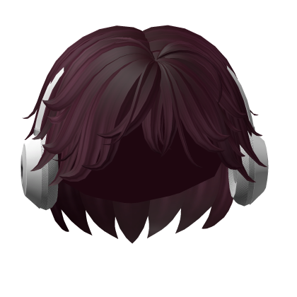 Cheap Fluffy Hair w/ Headphones (Plum) Roblox item