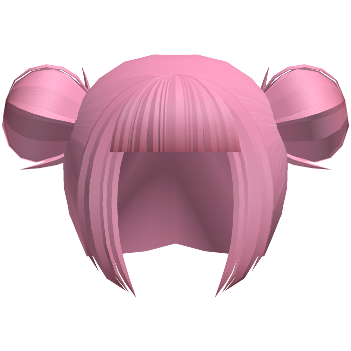 pink blunt bangs messy buns