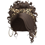 Cheetah Headband Curly Bun (Brown)