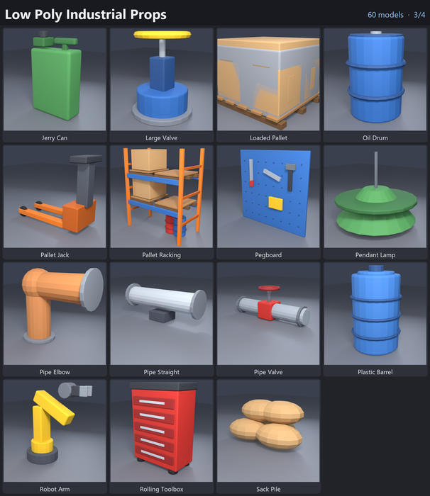 Low Poly Industrial Props Pack Warehouse x60 preview 3