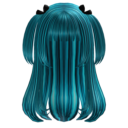 adorable long hair pigtails lace bow gyaru (blue) Roblox item