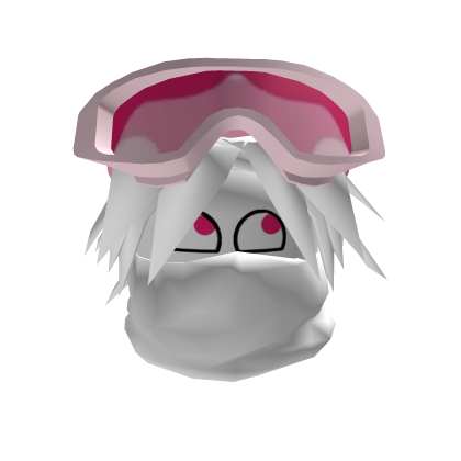 Dashie with white hair and pink snow goggles Y2K