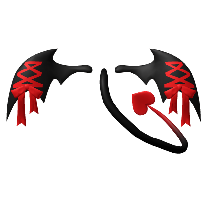 Bat Devil Imp Lace Tail - Black Red Neon