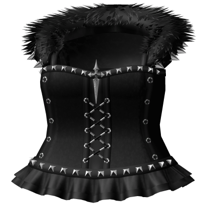 goth black emo studded dress w fur hood Roblox item