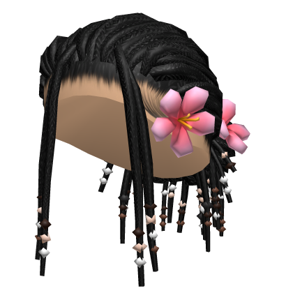 Braided Locs Bun w/ Flower (Black) Roblox item