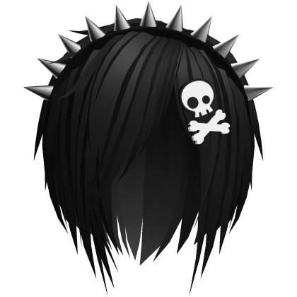 Black Emo Vkei Hair w Spiked Headband & Clip Roblox item