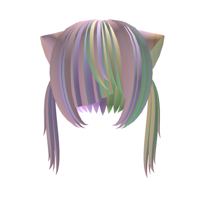 🌈rainbow kitty razor bangs messy vampire pigtails