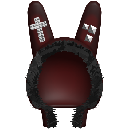 Emo Fur Bunny Hood & Cross Studs in Red/Black Roblox item
