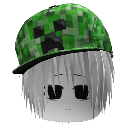 Green Creeper Hat White Hair Roblox item