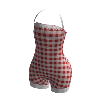 Red Gingham Romper Jumpsuit