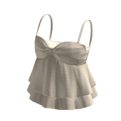 🍀Ruffle Lace Strap Tee (Beige)
